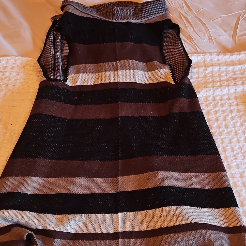 Christina Cardigan Vest with Black, Brown, and Cream Stripes - Picture 4 of 4